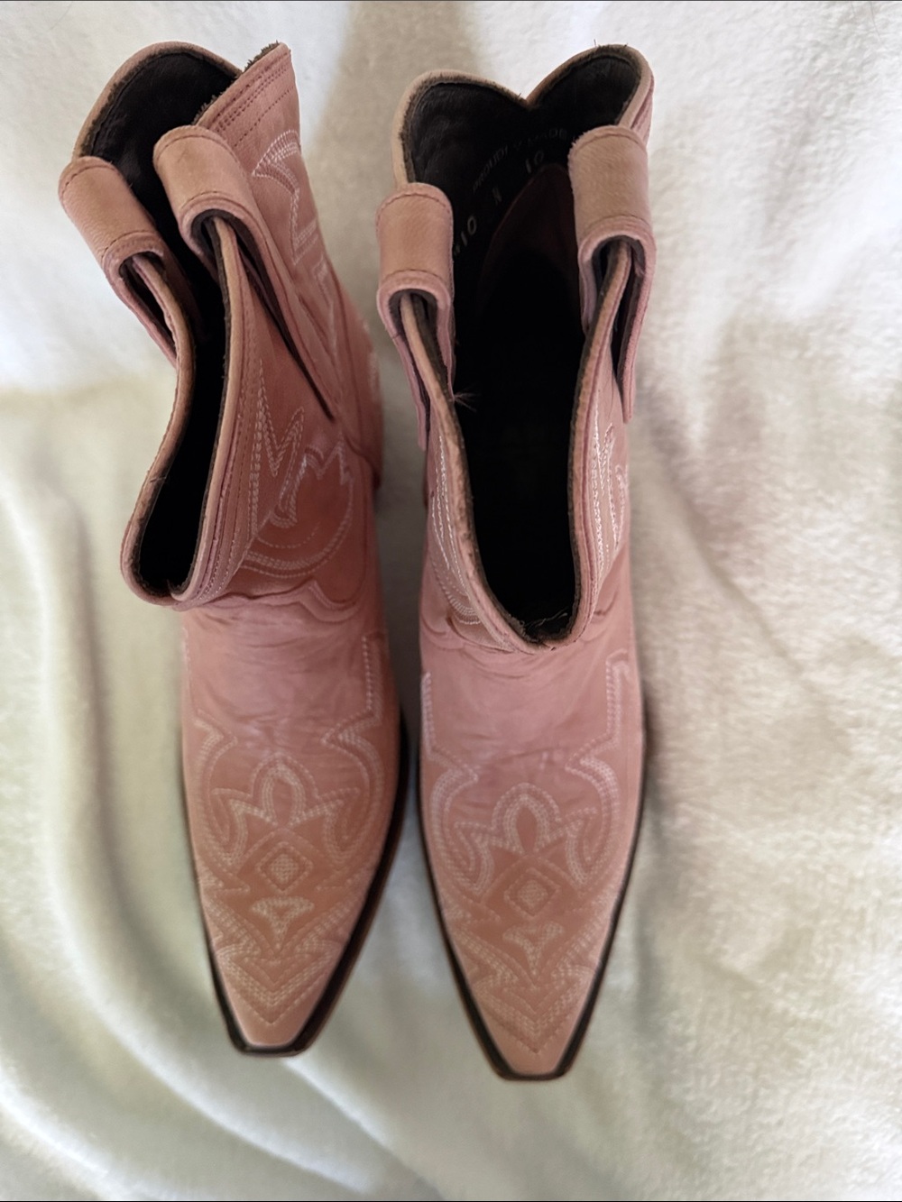 Women's Embroidered Western Ankle Boots - Dusty Pink - Picture 2 of 5